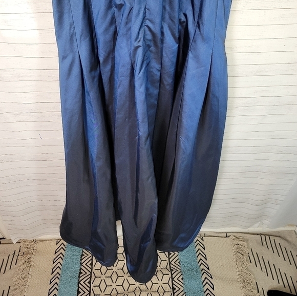 TADASHI SHOJI NAVY CAP SLEEVE FLORAL BEADED LACE AND SATIN SKIRT DRESS SZ 4 - Picture 12 of 12